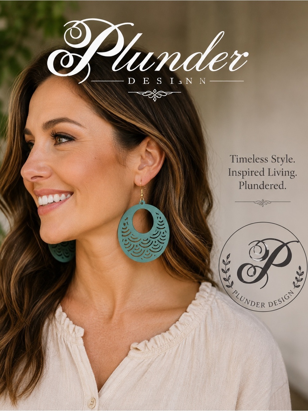 Plunder Teal Boho Cutout Statement Earrings | Lightweight Boutique Dangle